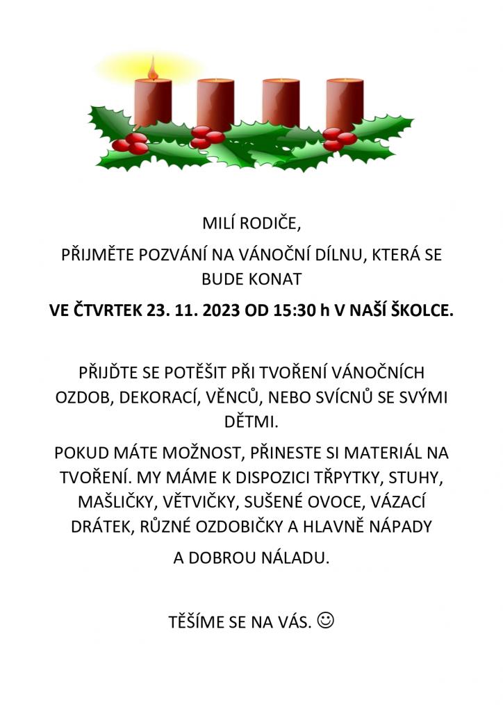 VÁNOČNÍ DÍLNY V MŠ